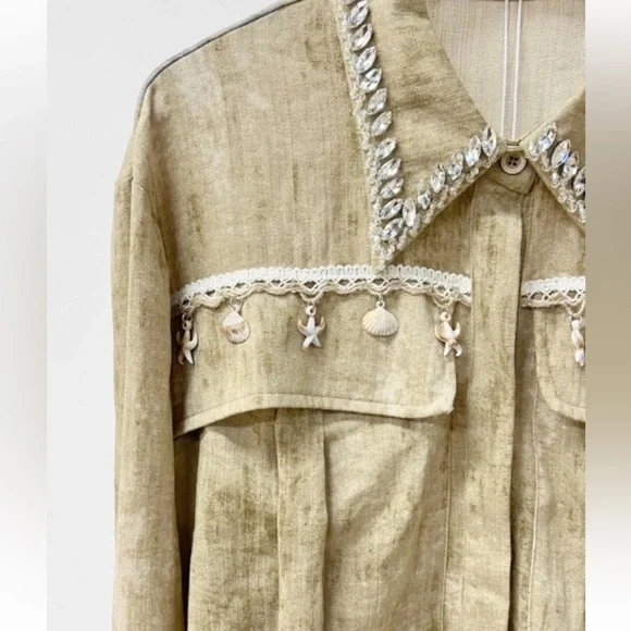 S076. Shell Trim Washed Effect Cargo Pants Set - Picture 2 of 3